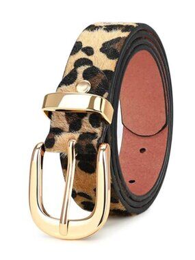 Women's Belt for Jean Pant, Women's Leather Belt for Dress Gold Buckle